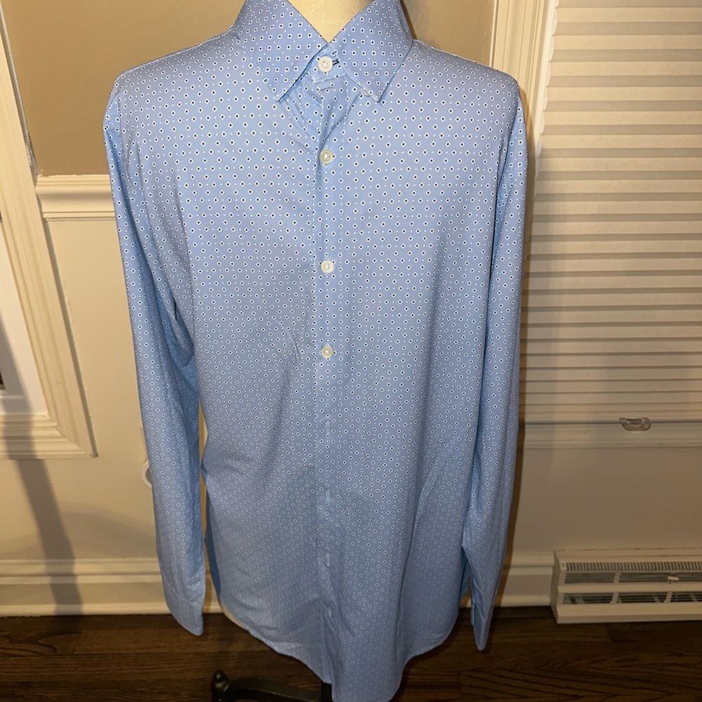 Mizzen+Main Light Blue Geometric Dress Shirt